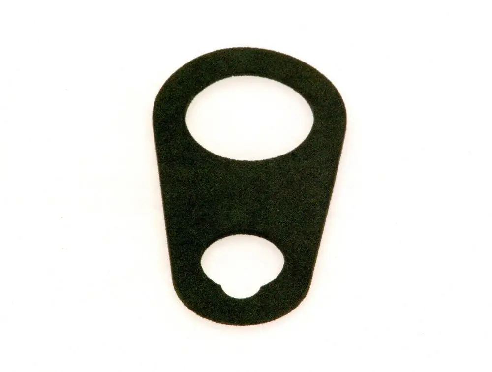 Schwarze Dichtung von Bosch in ovaler Form mit zwei Öffnungen, eine große und eine kleinere, für den Einsatz in verschiedenen Anwendungen.